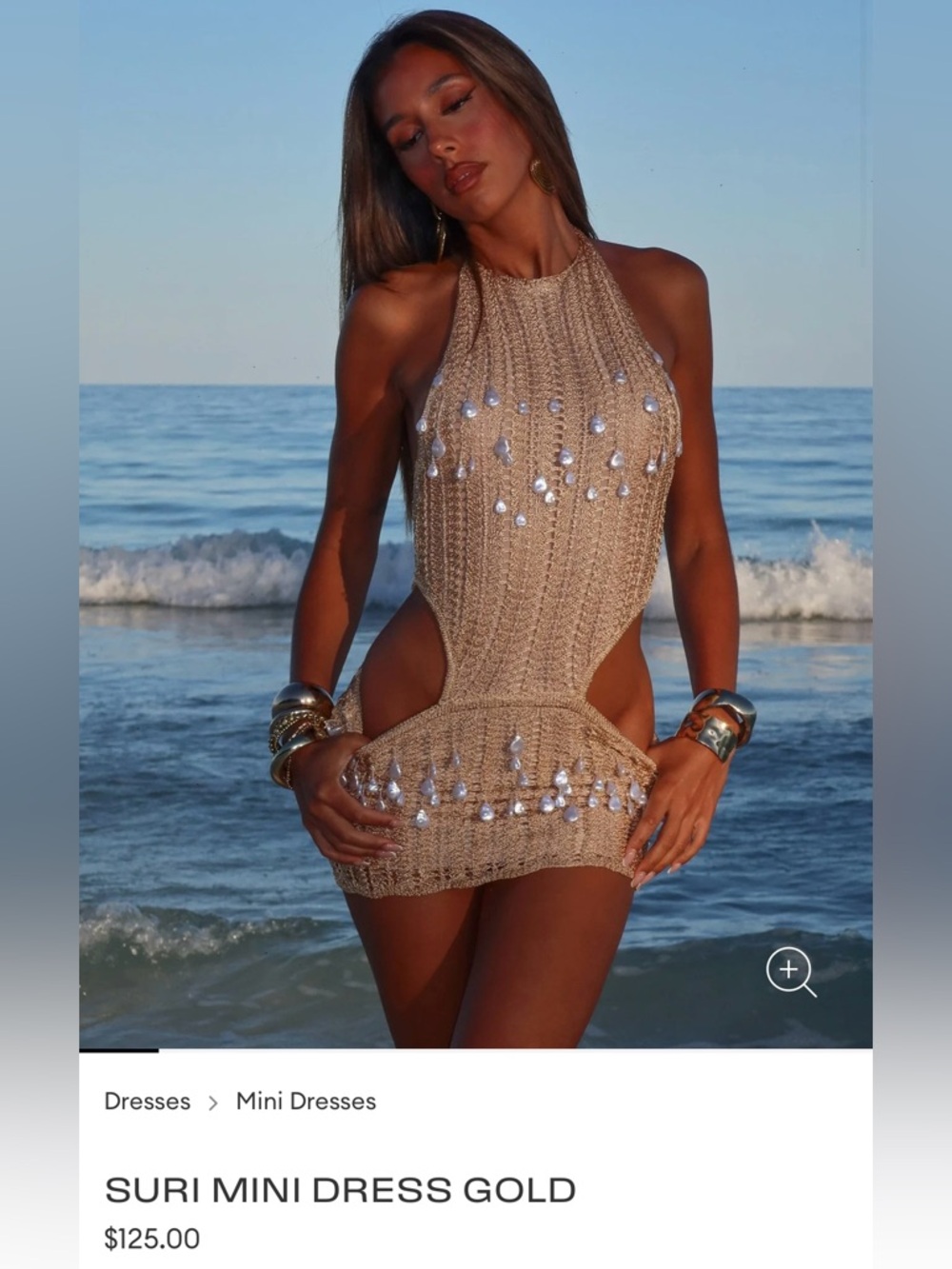 NWT Outcast Suri Mini Dress Gold